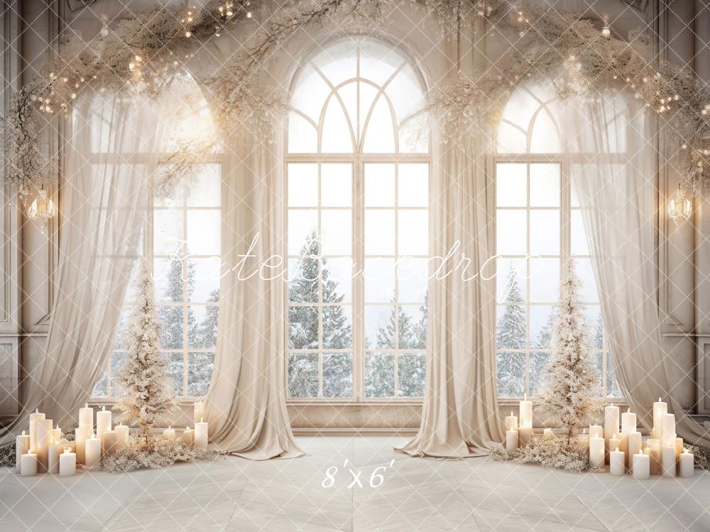 Sfondo natalizio bianco e dorato per finestre progettato da Chain Photography