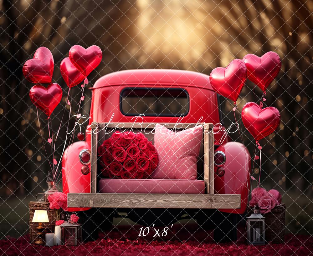 Kate Valentine's Day Love Balloon Truck Backdrop Designed by Chain Photography