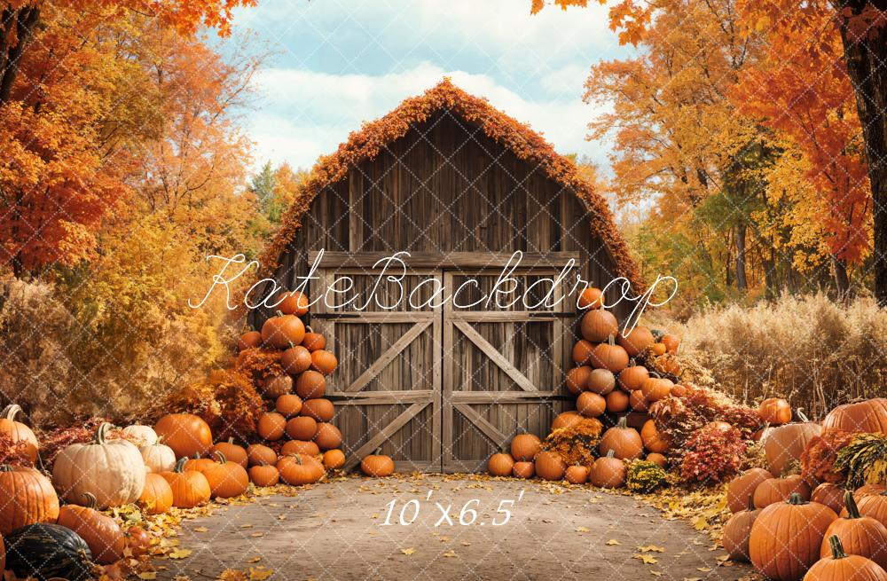 Kate Fall Barn Maple Pumpkins Backdrop Designed by Emetselch