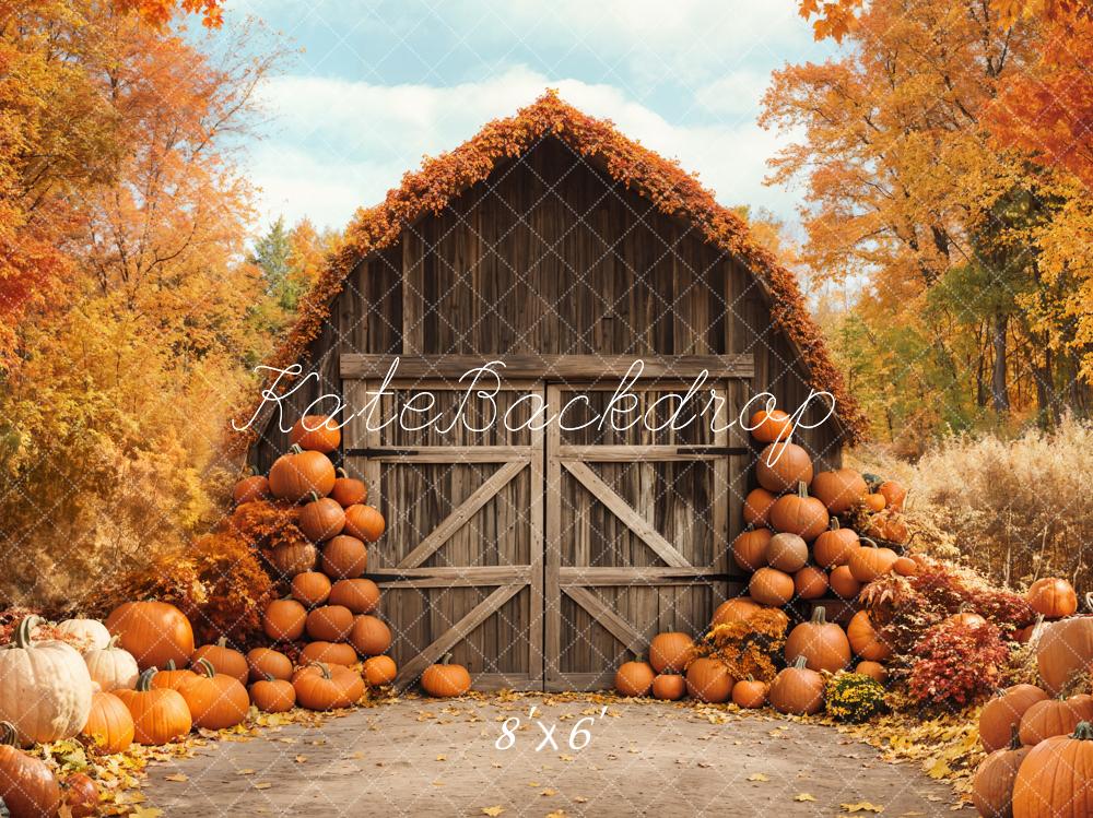 Kate Fall Barn Maple Pumpkins Backdrop Designed by Emetselch