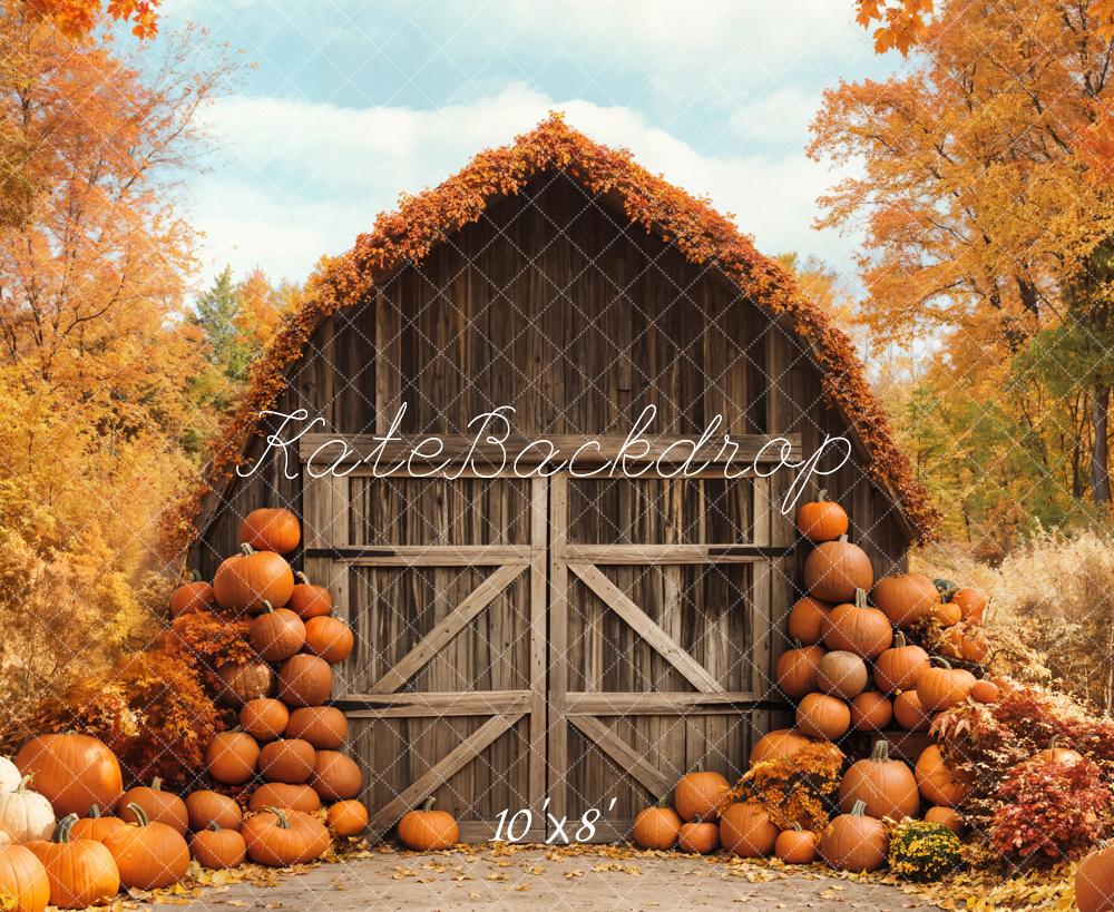 Kate Fall Barn Maple Pumpkins Backdrop Designed by Emetselch