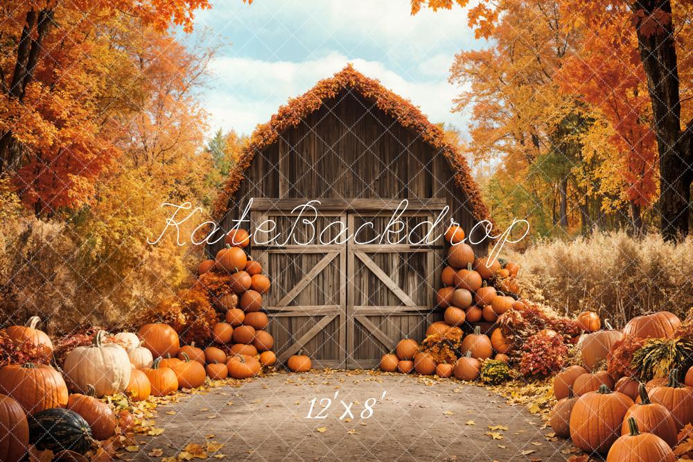 Kate Fall Barn Maple Pumpkins Backdrop Designed by Emetselch