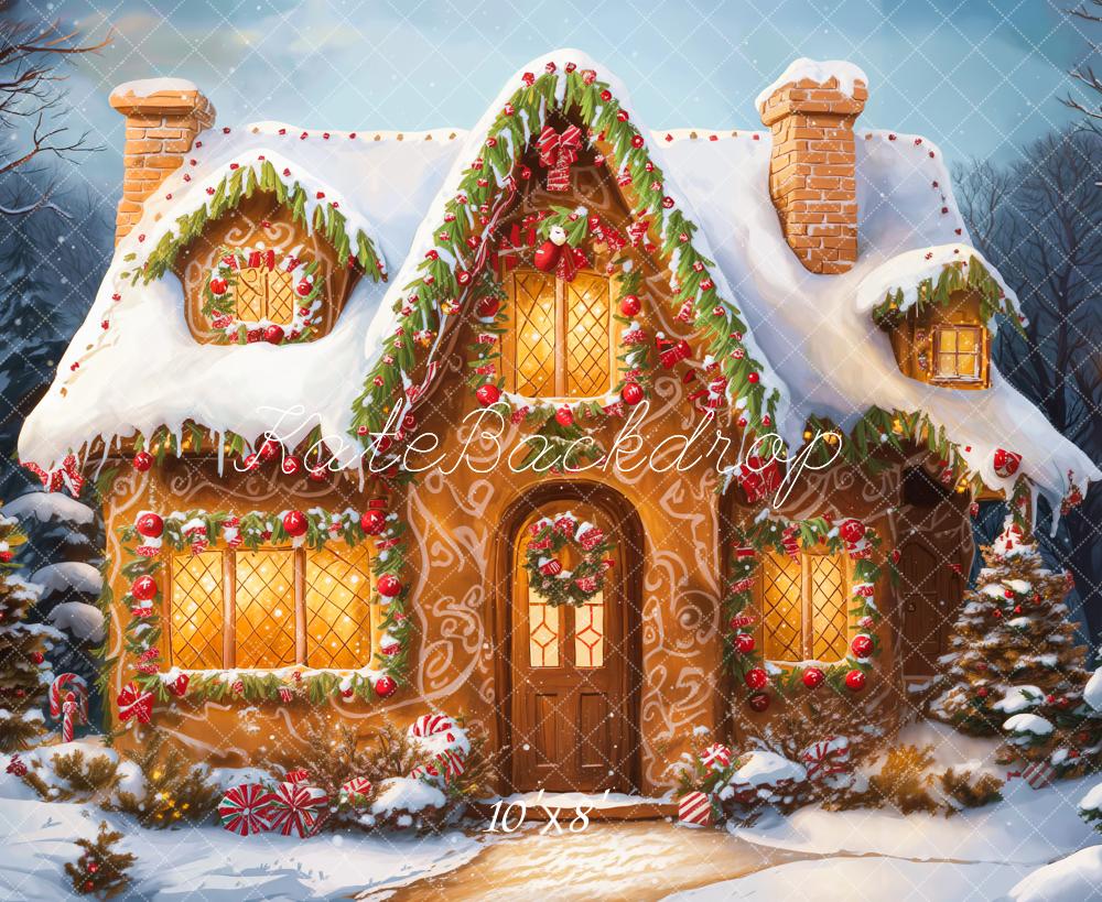 Kerst Cartoon Cabin Snow White Foto Achtergrond Designed by Emetselch