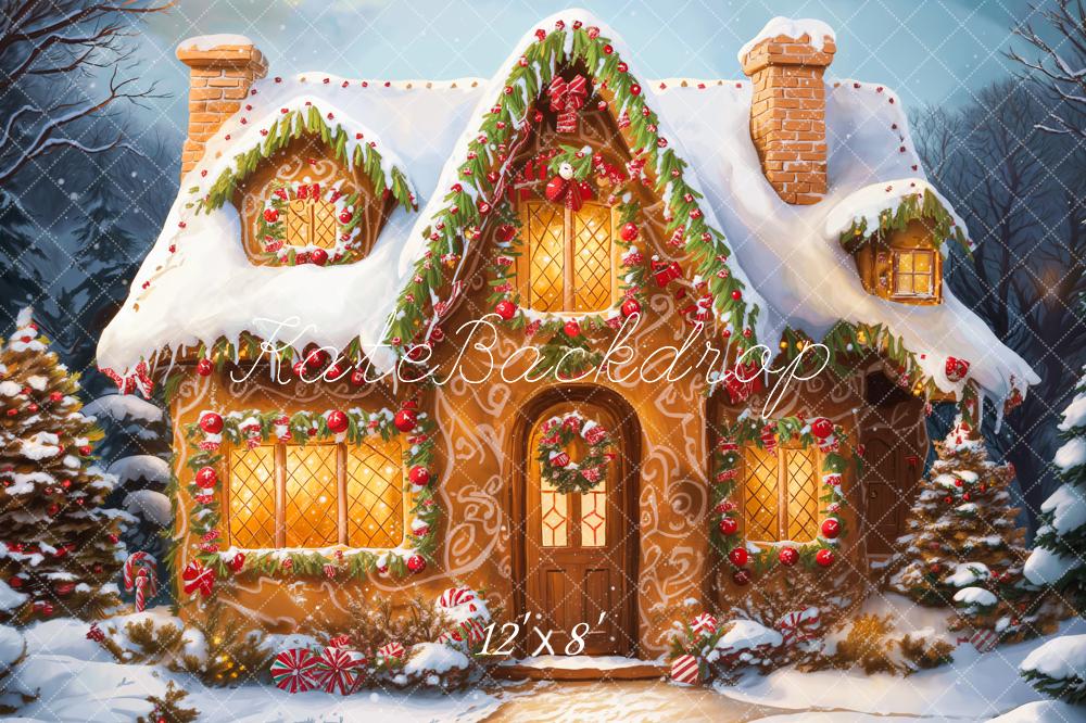 Kerst Cartoon Cabin Snow White Foto Achtergrond Designed by Emetselch