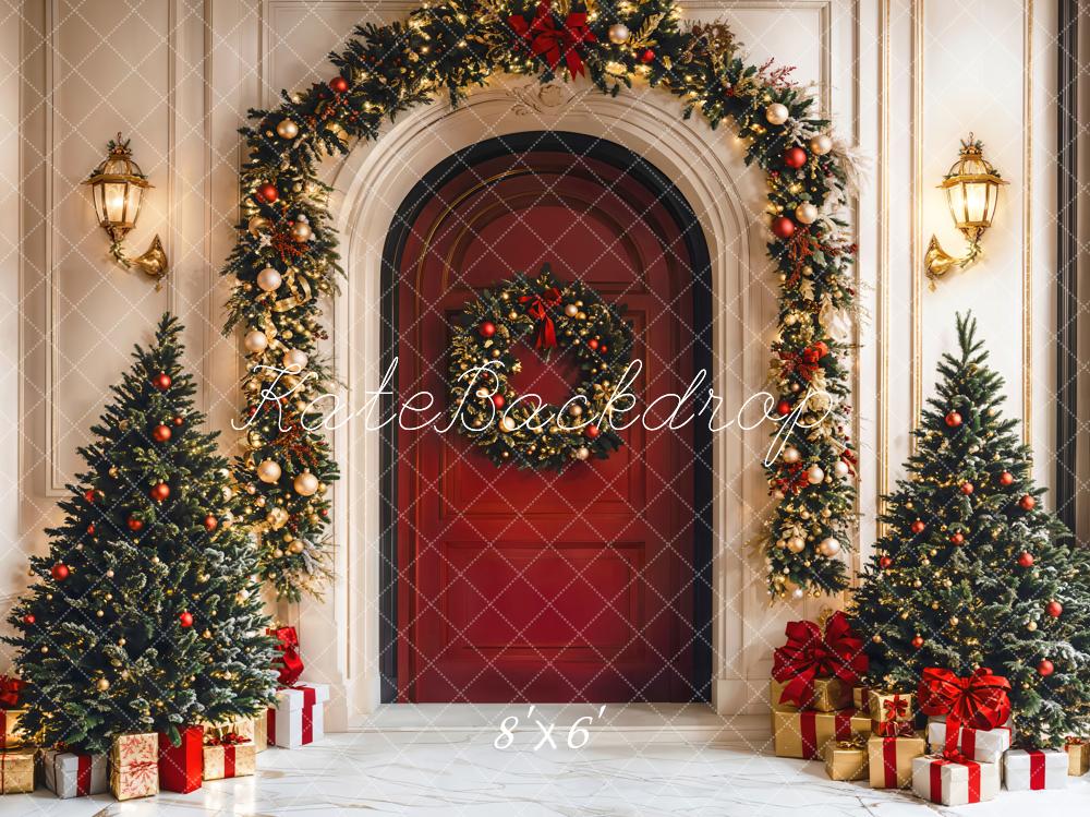 TEST Kate Christmas Tree Red Door Arch Backdrop Designed by Emetselch