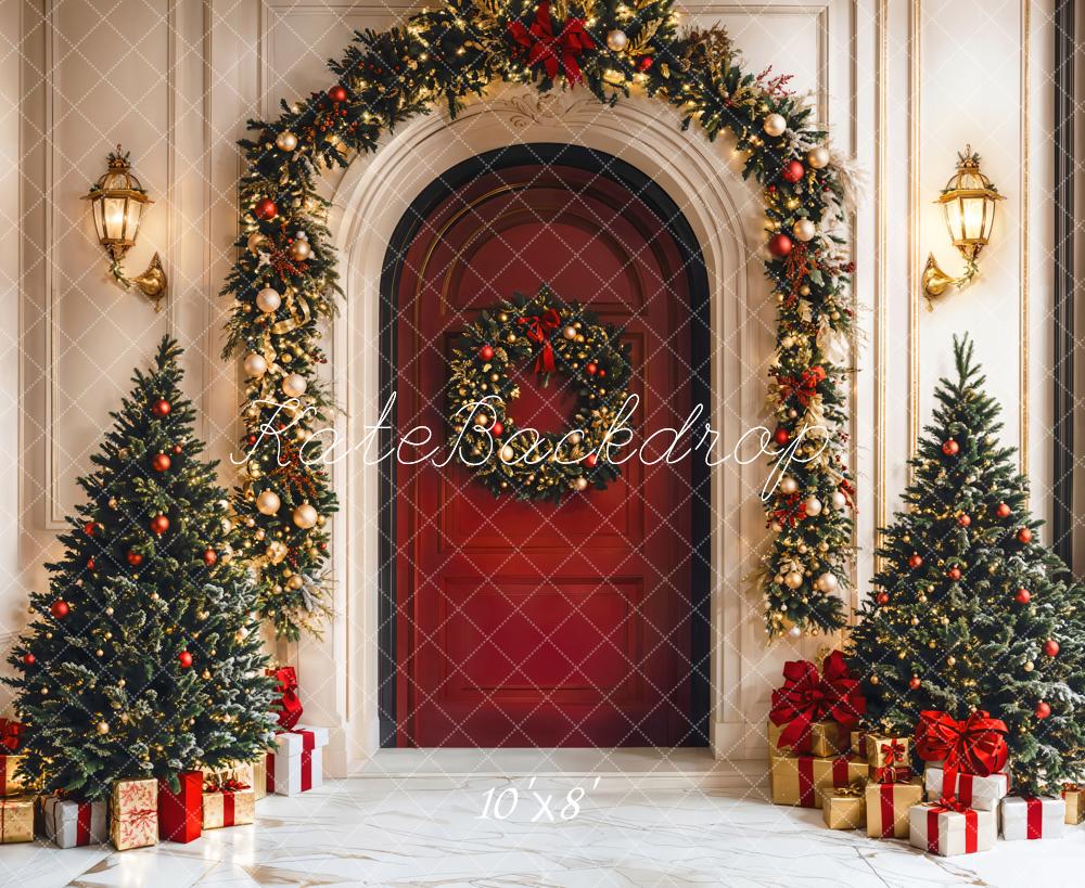 Kate Christmas Tree Red Door Arch Backdrop Designed by Emetselch