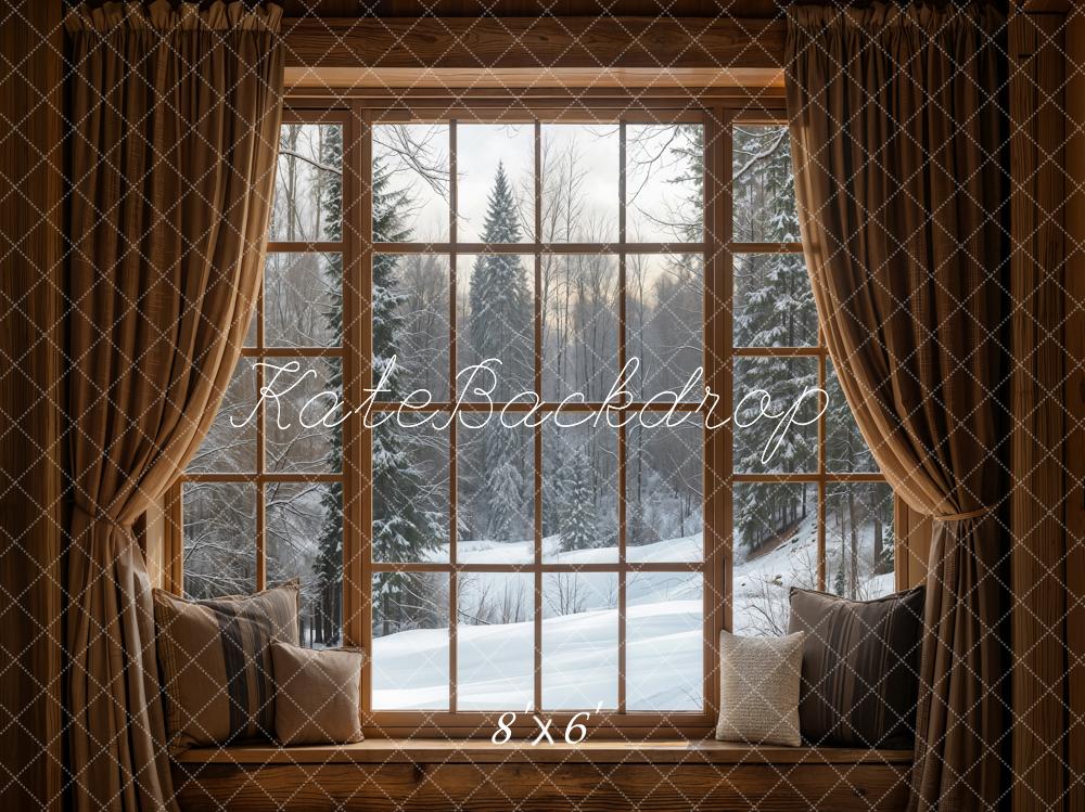 Kate Winter Window Snow Scene Backdrop Designed by Emetselch