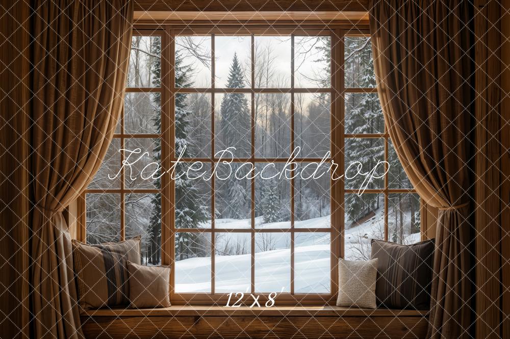 Kate Winter Window Snow Scene Backdrop Designed by Emetselch