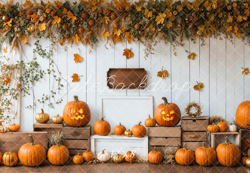 Kate Halloween Pumpkin Fall Harvest Backdrop Designed by Emetselch