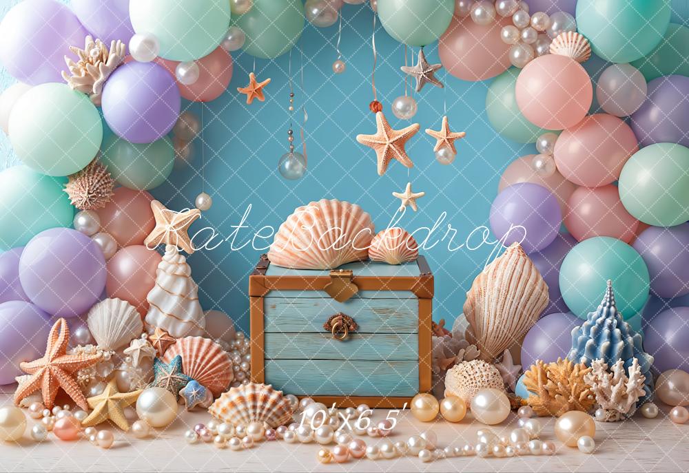 Kate Cake Smash Sea Colorful Balloons Backdrop Designed by Emetselch