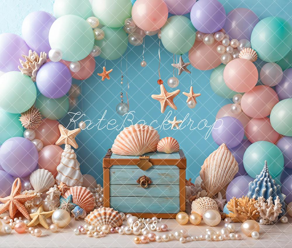 Kate Cake Smash Sea Colorful Balloons Backdrop Designed by Emetselch