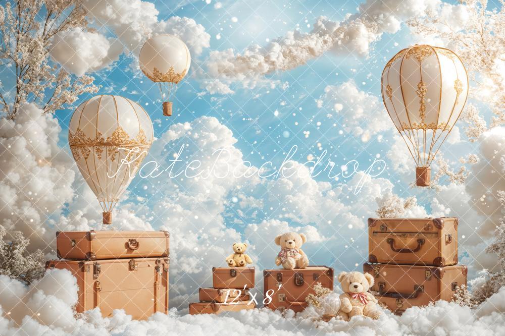 Hot Air Balloons Clouds Travel Sky Foto Achtergrond Designed by Emetselch