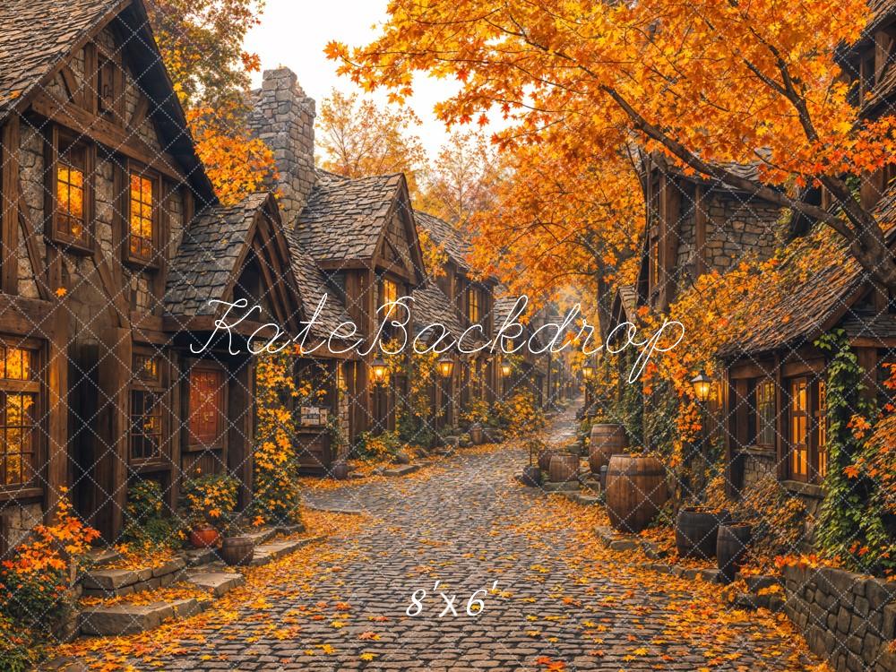 Kate Fall Village Street Maple Tree Backdrop Designed by Emetselch