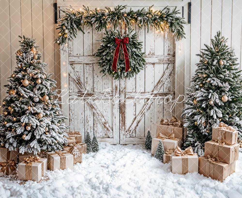 Kate Christmas Tree White Wooden Door Backdrop Designed by Emetselch