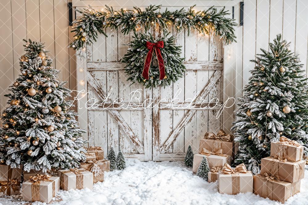 TEST Christmas Tree White Wooden Door Foto Achtergrond Designed by Emetselch