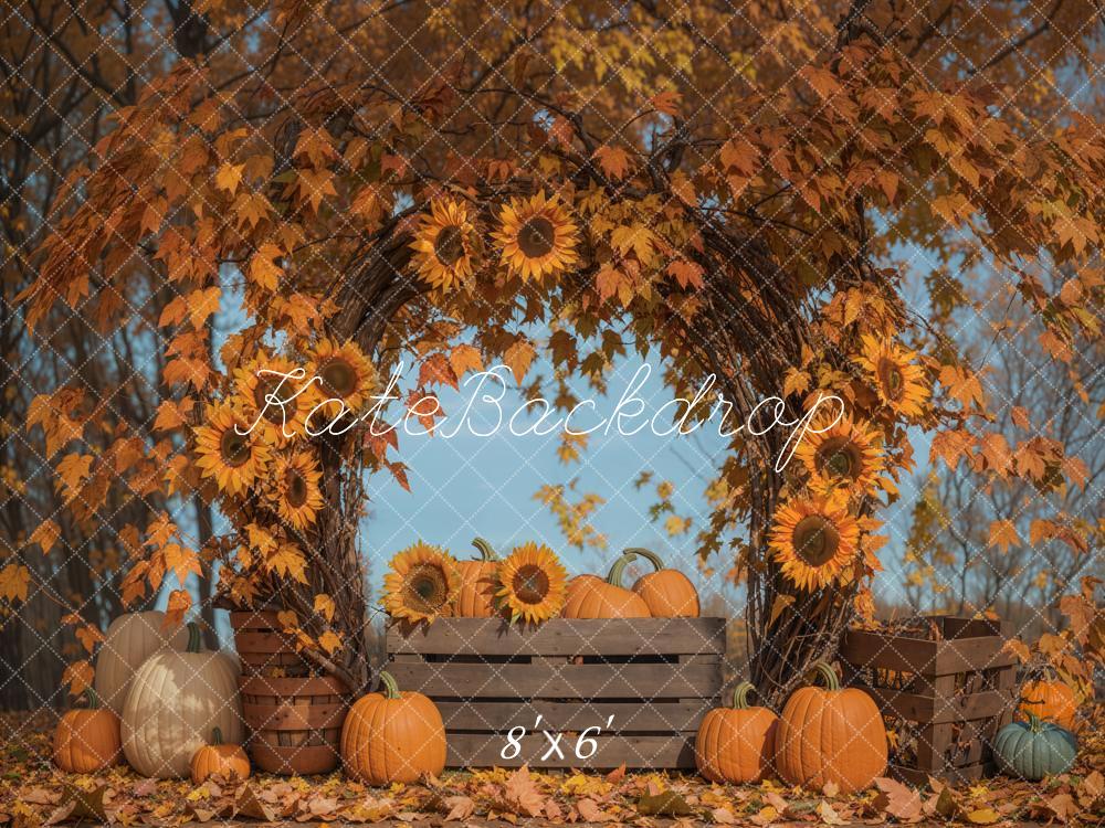 Arco de girasoles de otoño con hojas de arce fondo diseñado por Emetselch