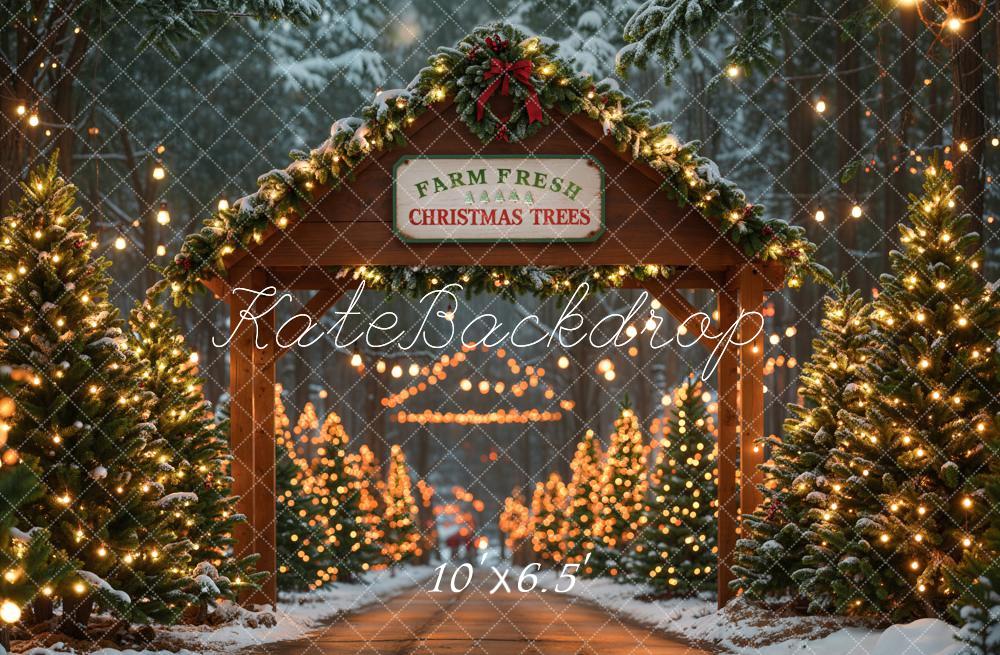 Kate Christmas Trees Farm Wood Door Backdrop Designed by Emetselch