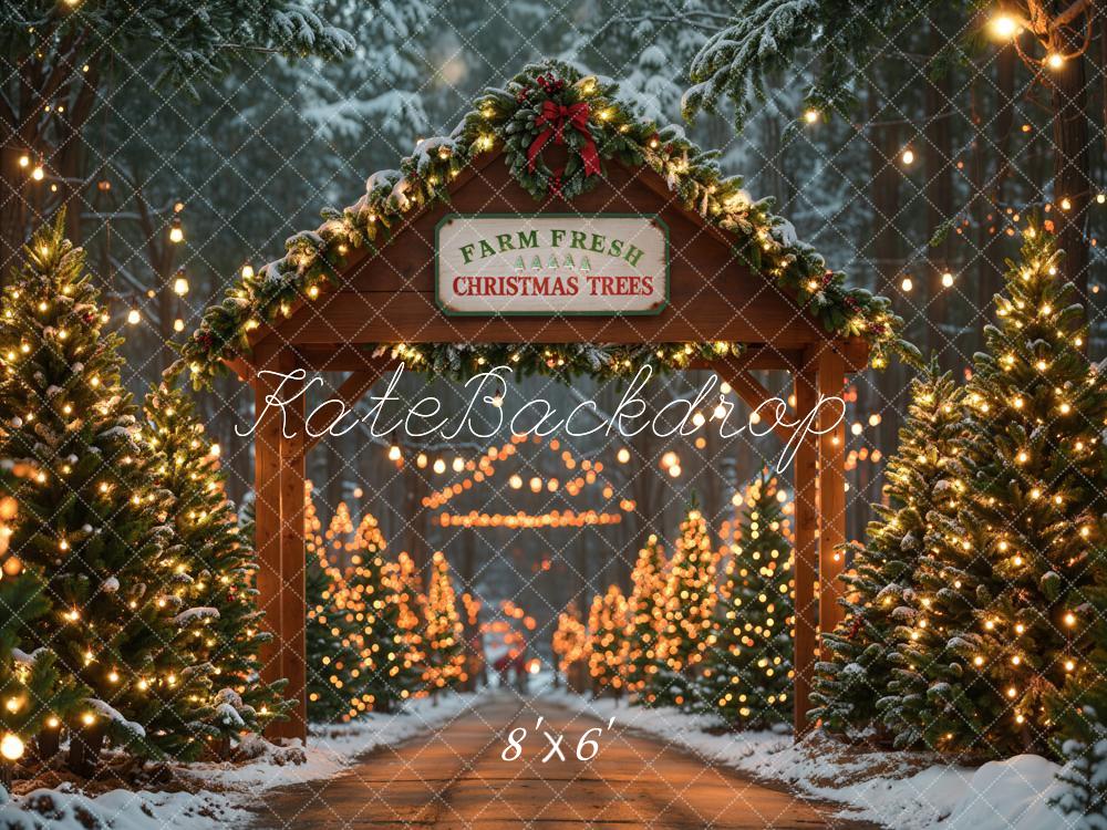 Kate Christmas Trees Farm Wood Door Backdrop Designed by Emetselch