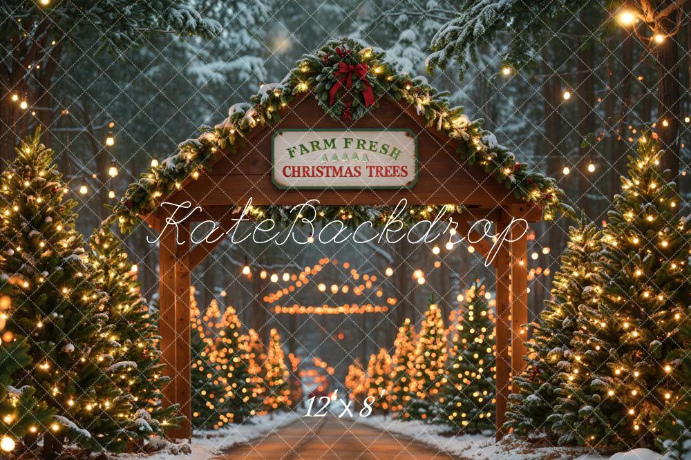 Kate Christmas Trees Farm Wood Door Backdrop Designed by Emetselch