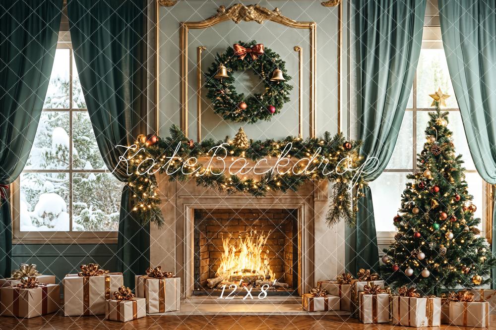 Kate Christmas Tree Fireplace Gifts Backdrop Designed by Emetselch