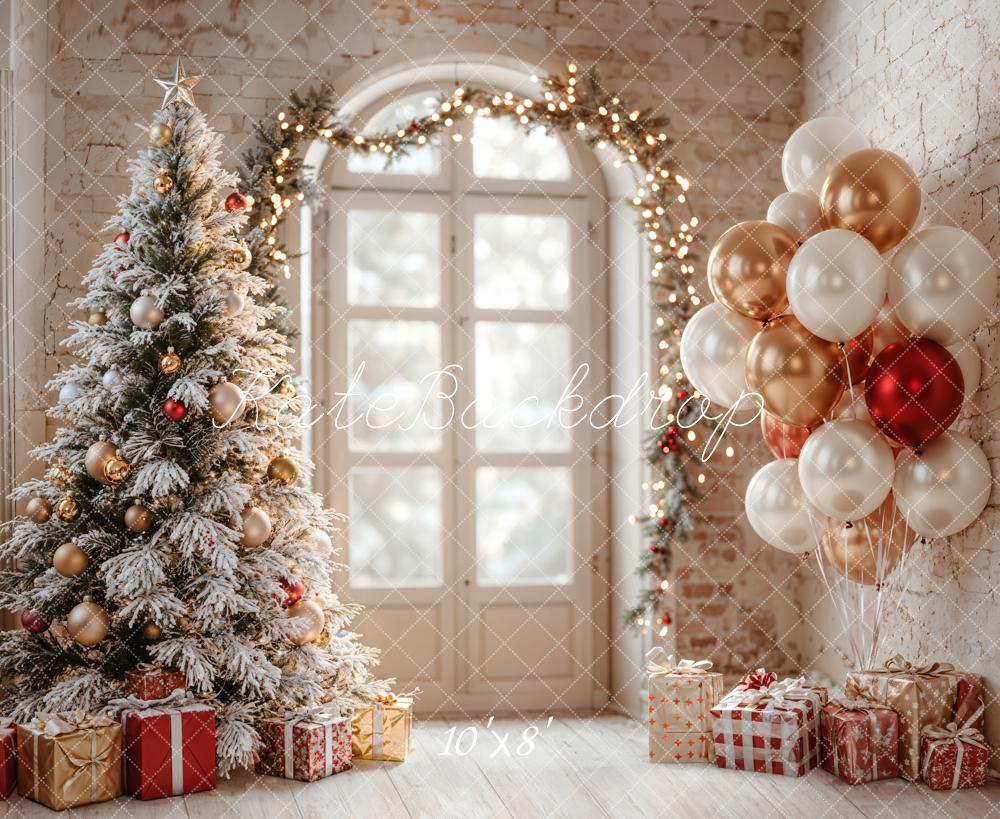 Fondo de Ventana Arco de Globos de Árbol de Navidad diseñado por Emetselch