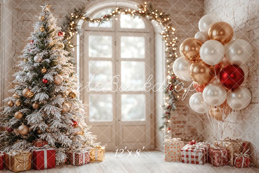 Fondo de Ventana Arco de Globos de Árbol de Navidad diseñado por Emetselch