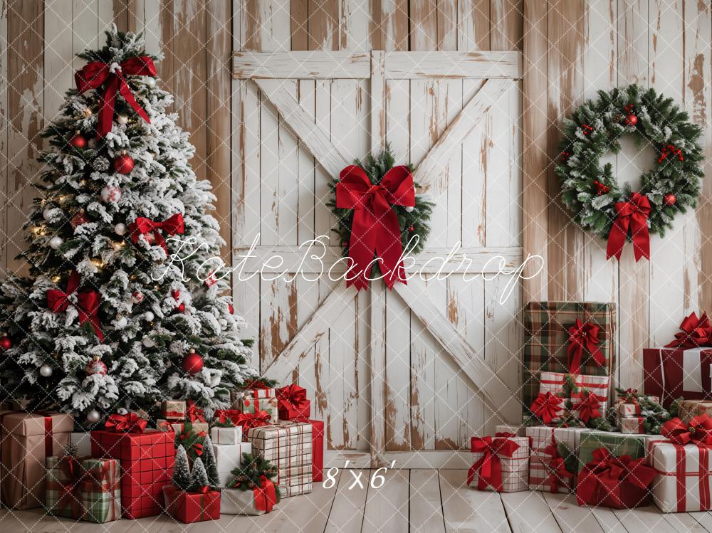 Kate Christmas Tree Wood Door Gifts Backdrop Designed by Emetselch