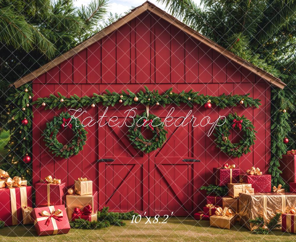 TEST Kate Christmas Barn With Gifts Boxes Backdrop Designed by Emetselch