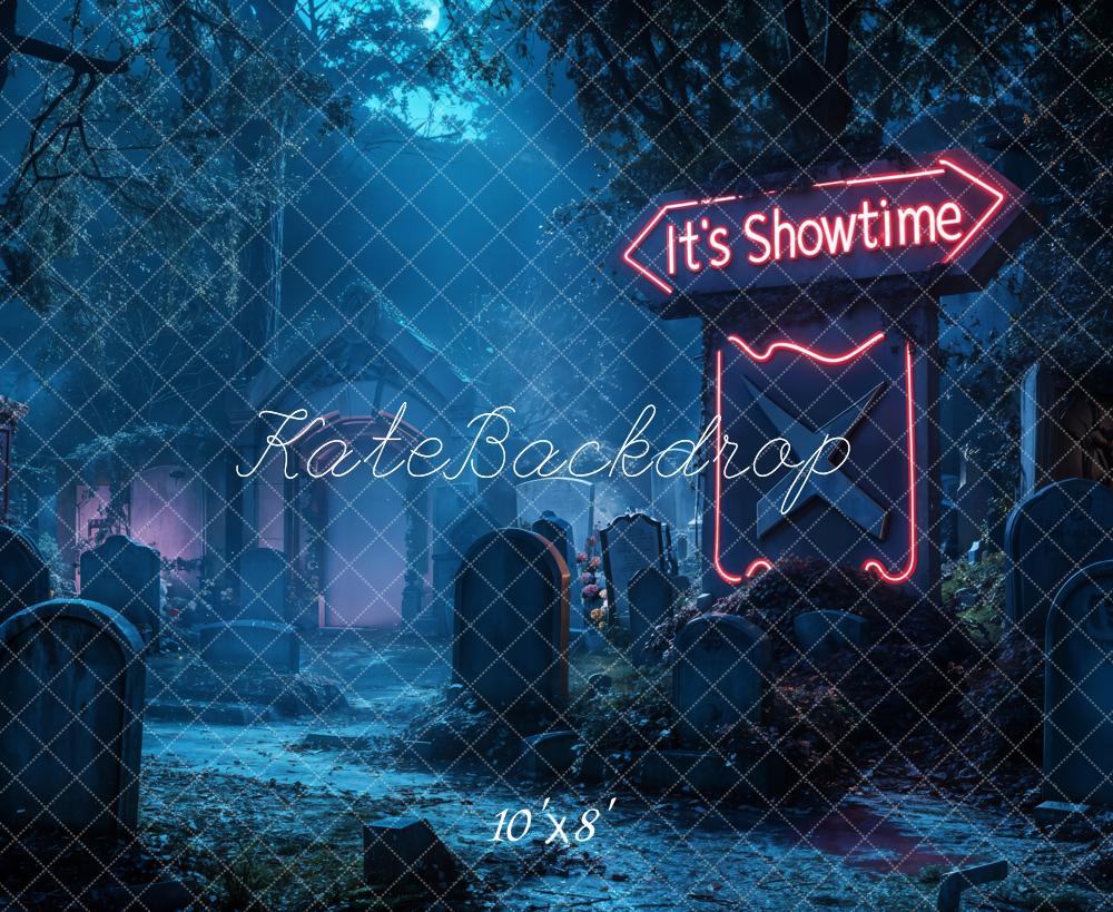 Kate Halloween Neon Graveyard Night Backdrop Designed by Emetselch