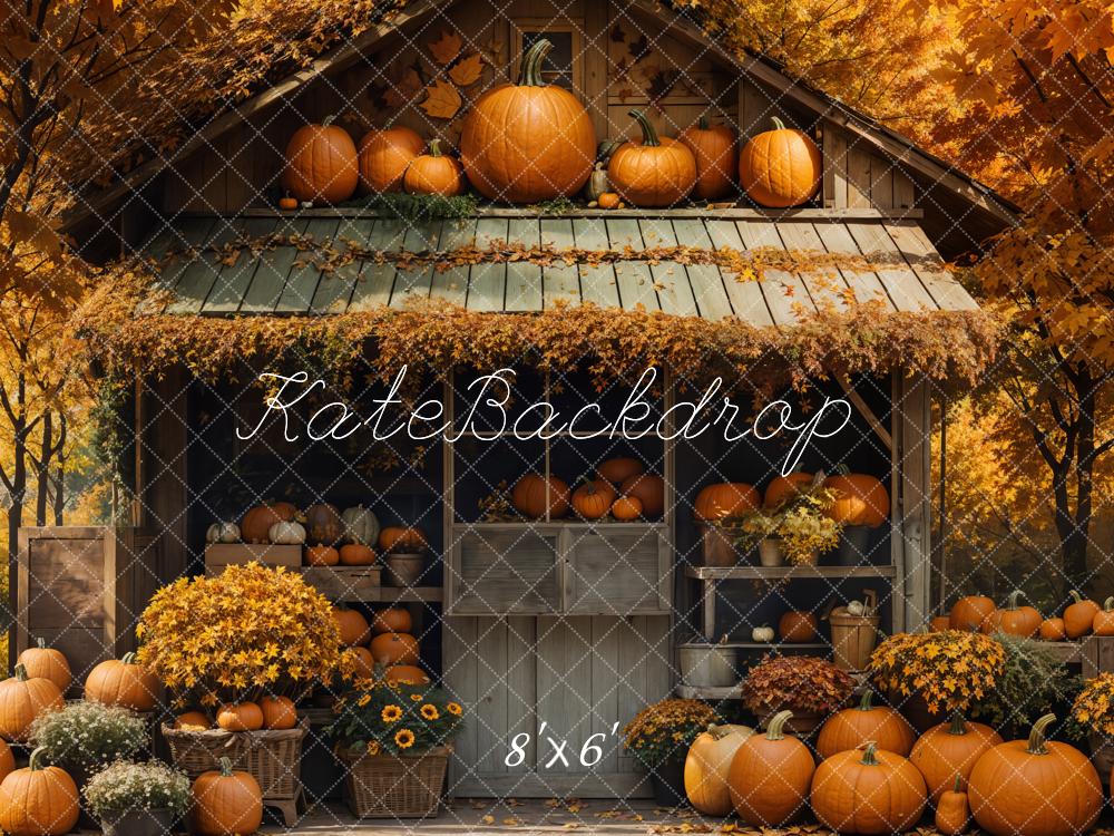 Kate Fall Pumpkin Barn Maple Backdrop Designed by Emetselch