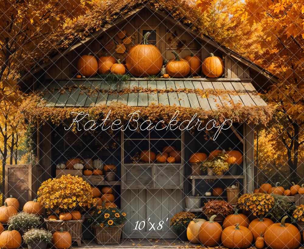 Kate Fall Pumpkin Barn Maple Backdrop Designed by Emetselch