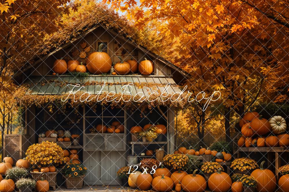 Fall Pumpkin Barn Maple Foto Achtergrond Designed by Emetselch