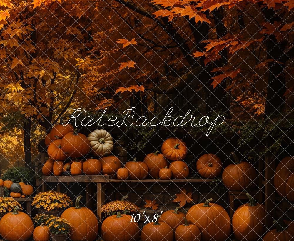 Kate Fall Pumpkin Shelf Maple Tree Backdrop Designed by Emetselch