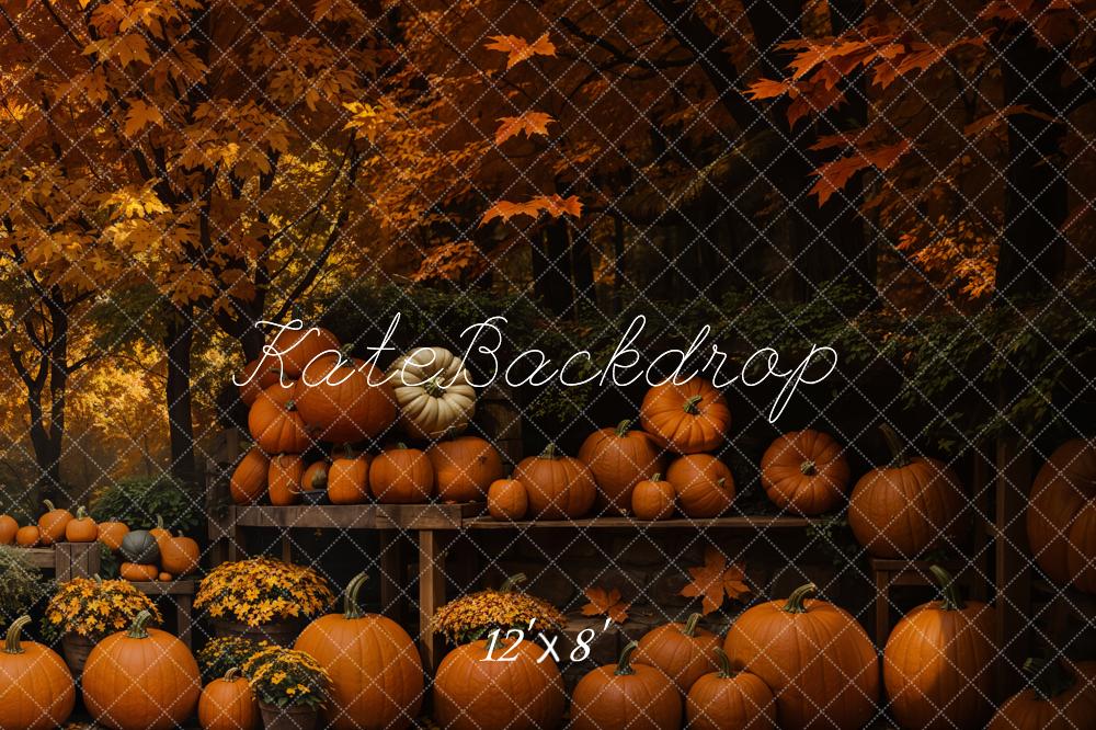 Kate Fall Pumpkin Shelf Maple Tree Backdrop Designed by Emetselch