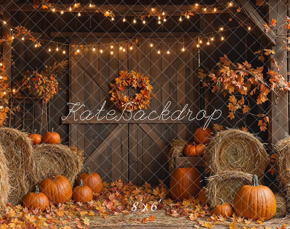 Kate Fall Barn Door Hay Bale Backdrop Designed by Emetselch