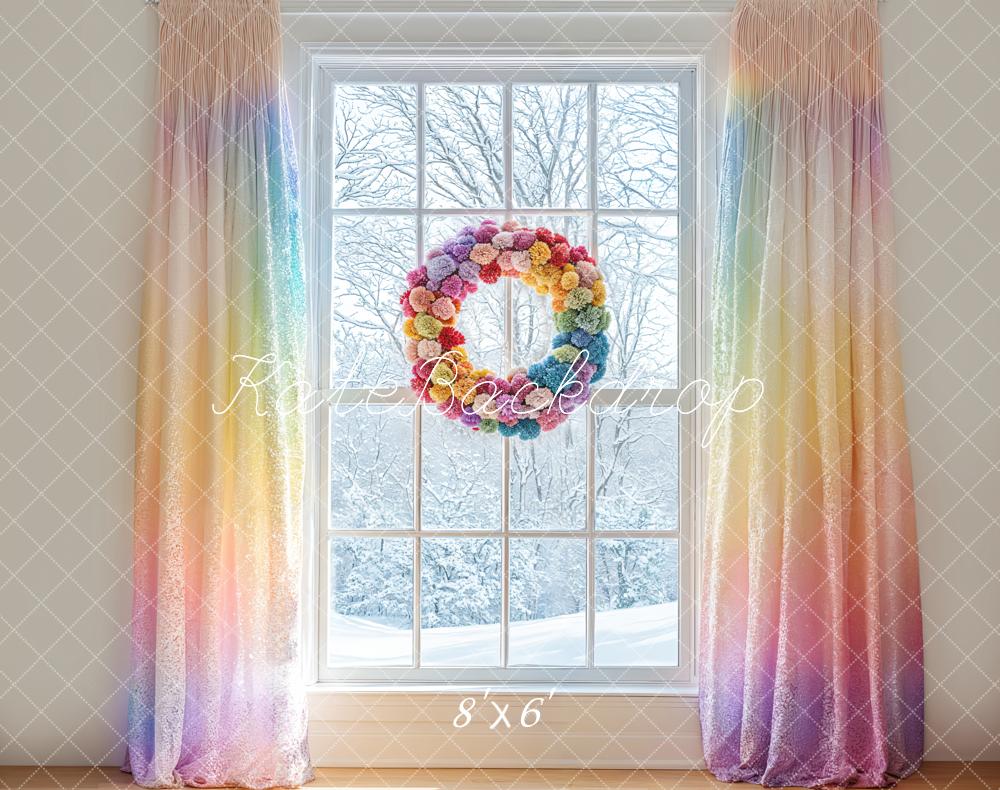 Rainbow Gradient Curtains Window Foto Achtergrond Designed by Emetselch