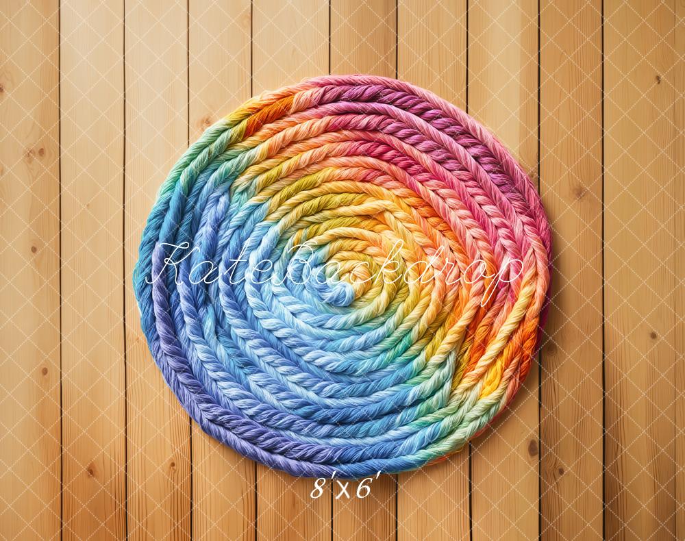 Kate Rainbow Yarn Circle Wooden Backdrop Designed by Emetselch