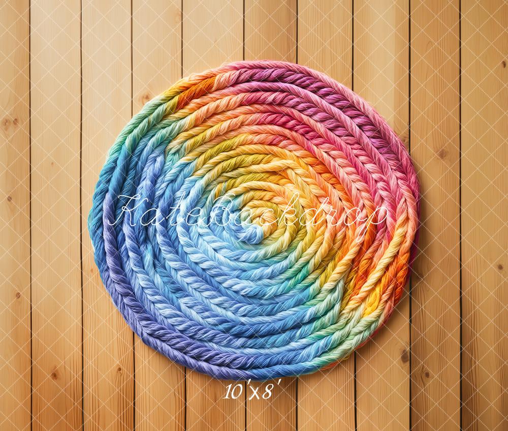 Kate Rainbow Yarn Circle Wooden Backdrop Designed by Emetselch