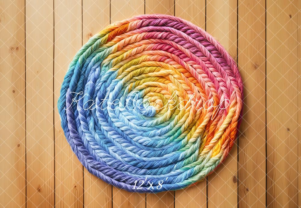 Kate Rainbow Yarn Circle Wooden Backdrop Designed by Emetselch