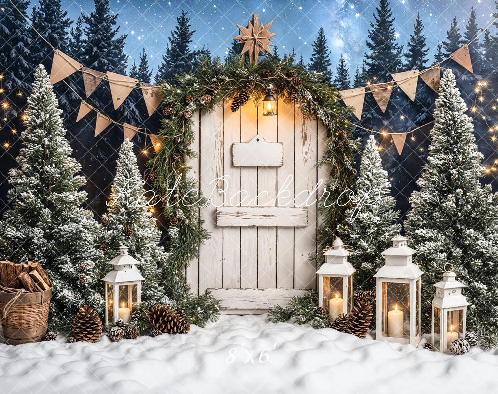 Kate Christmas Tree White Wood Door Backdrop Designed by Emetselch