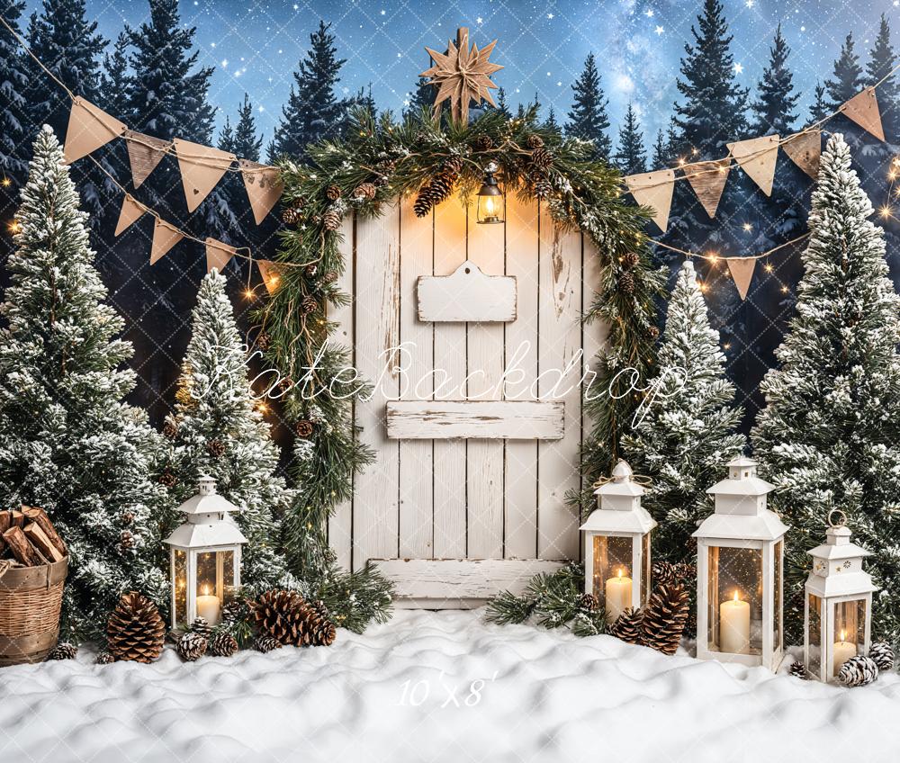 Kate Christmas Tree White Wood Door Backdrop Designed by Emetselch