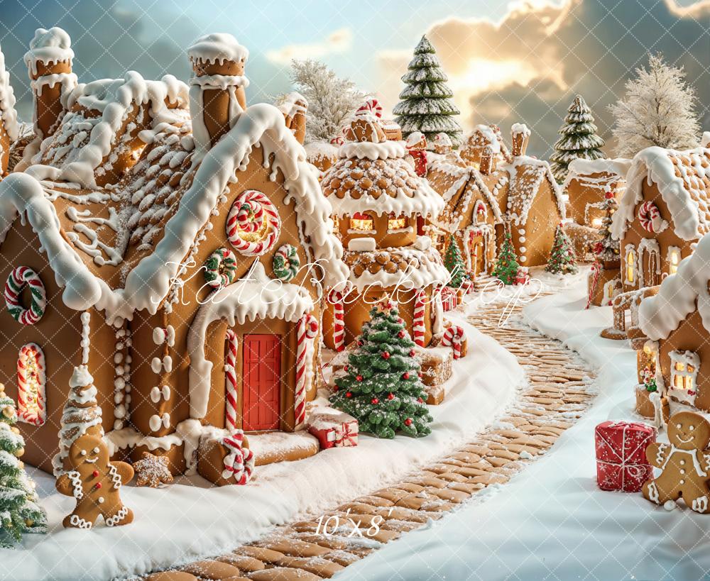 Kate Christmas Gingerbread House Village Backdrop Designed by Emetselch