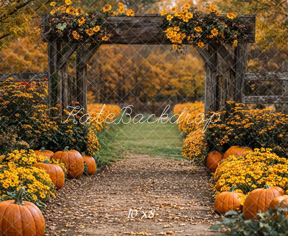 Fall Pumpkin Flower Arch Foto Achtergrond Designed by Emetselch