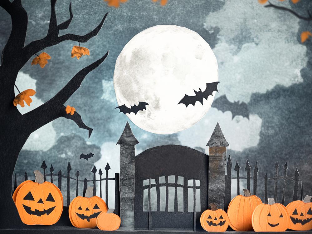 Kate Halloween Moon Pumpkin Gate Backdrop Designed by Emetselch