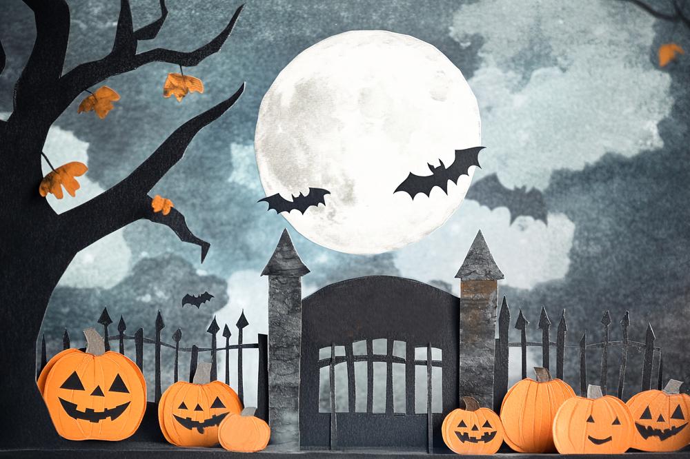 Kate Halloween Moon Pumpkin Gate Backdrop Designed by Emetselch