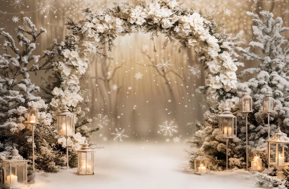 Kate Winter Flower Arch With Snow Backdrop Designed by Emetselch