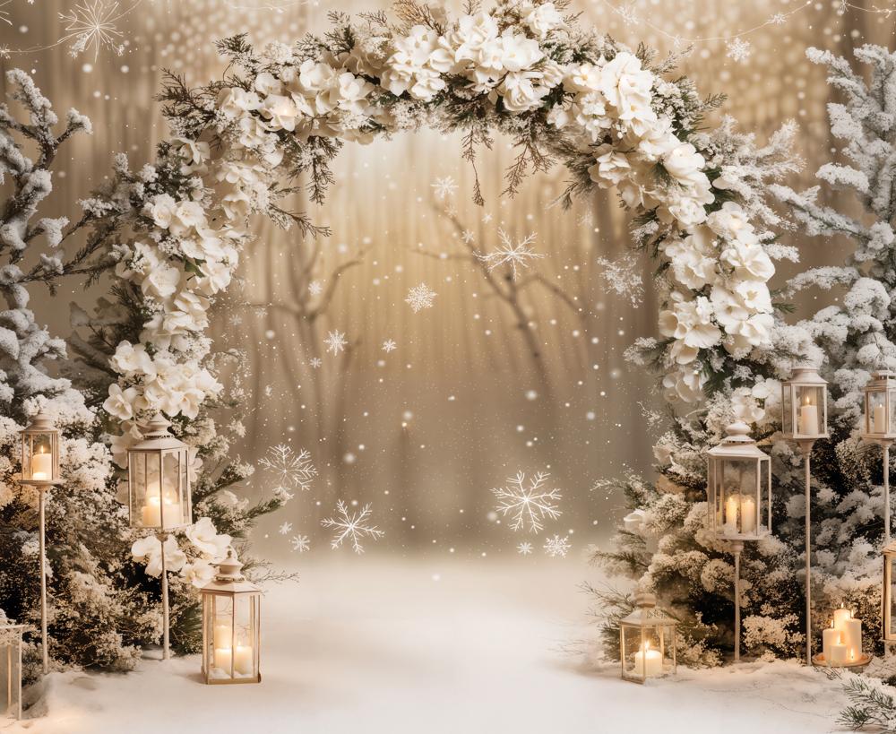 Kate Winter Flower Arch With Snow Backdrop Designed by Emetselch