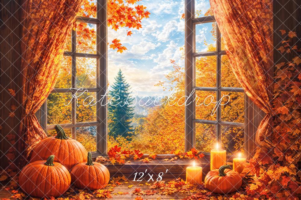 Kate Fall Pumpkins Window Backdrop Designed by Emetselch