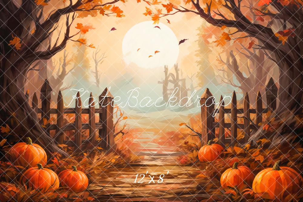 Fall Pumpkin Forest Sunset Foto Achtergrond Designed by Emetselch