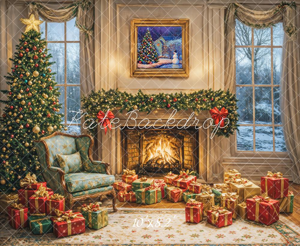 Kate Christmas Tree Fireplace Gift Chair Backdrop Designed by Emetselch